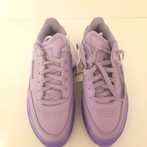 Reebok Cardi Club C Womens Crisp Purple Leather Sneakers Sz Y4.5/W6.5